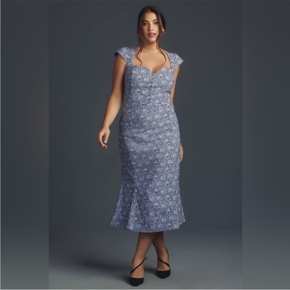 Anthropologie Cecily Sweetheart Midi Dress Sz LP - Picture 11 of 11